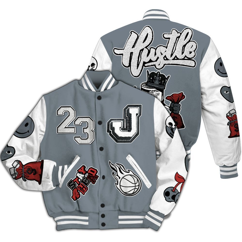 Varsity Jacket To Match Wolf Grey 13s - Hustles Money Number 23 All Over Print