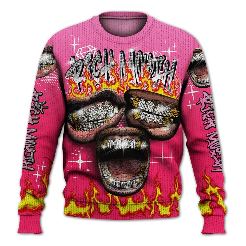Knitted Sweater To Match Air VaporMax Plus Triple Pink - Rich Mouth Fire Rap Retro 90s