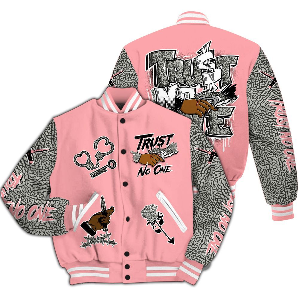 Varsity Jacket To Match Retro Wings 3s - Trust No One Dripping All Over Print