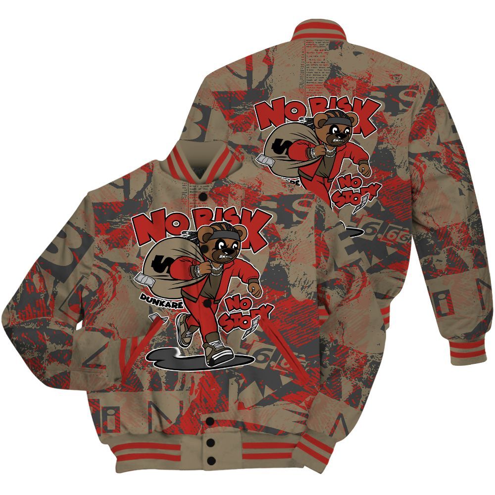 Varsity Jacket To Match Olive 9s Shirt - Certain Bear Abstract Graffiti All Over Print