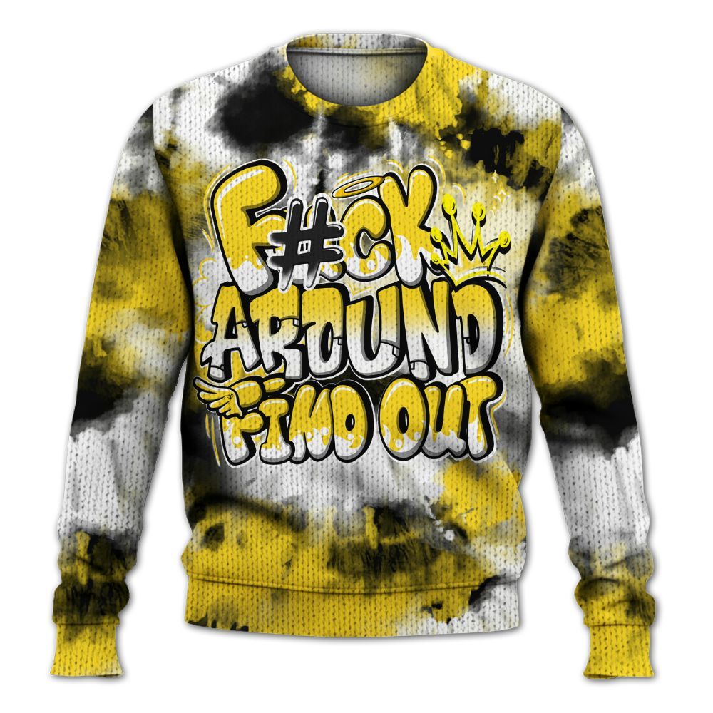 Knitted Sweater To Match Retro Thunder 4s - Tie Dye FK Around Find Out