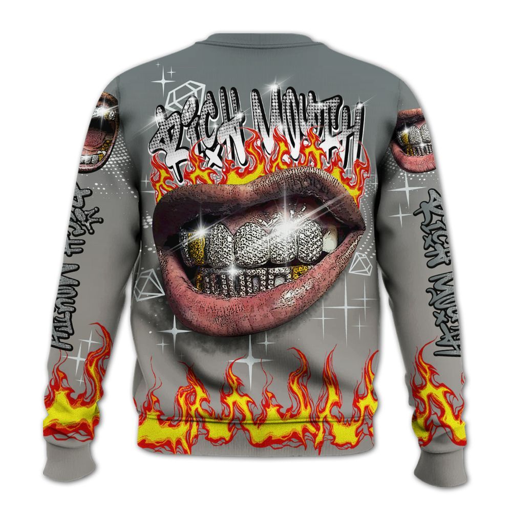 Sweatshirt To Match Cool Grey 9s - Rich Mouth Fire Rap Retro 90s All Over Print