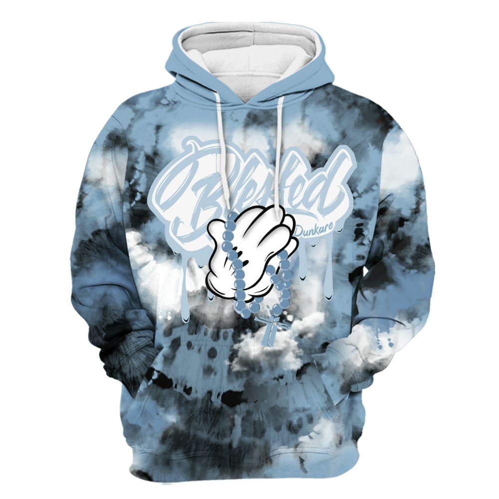 Hoodie To Match High University Blue 1s - God Blessed Tie Dye All Over Print