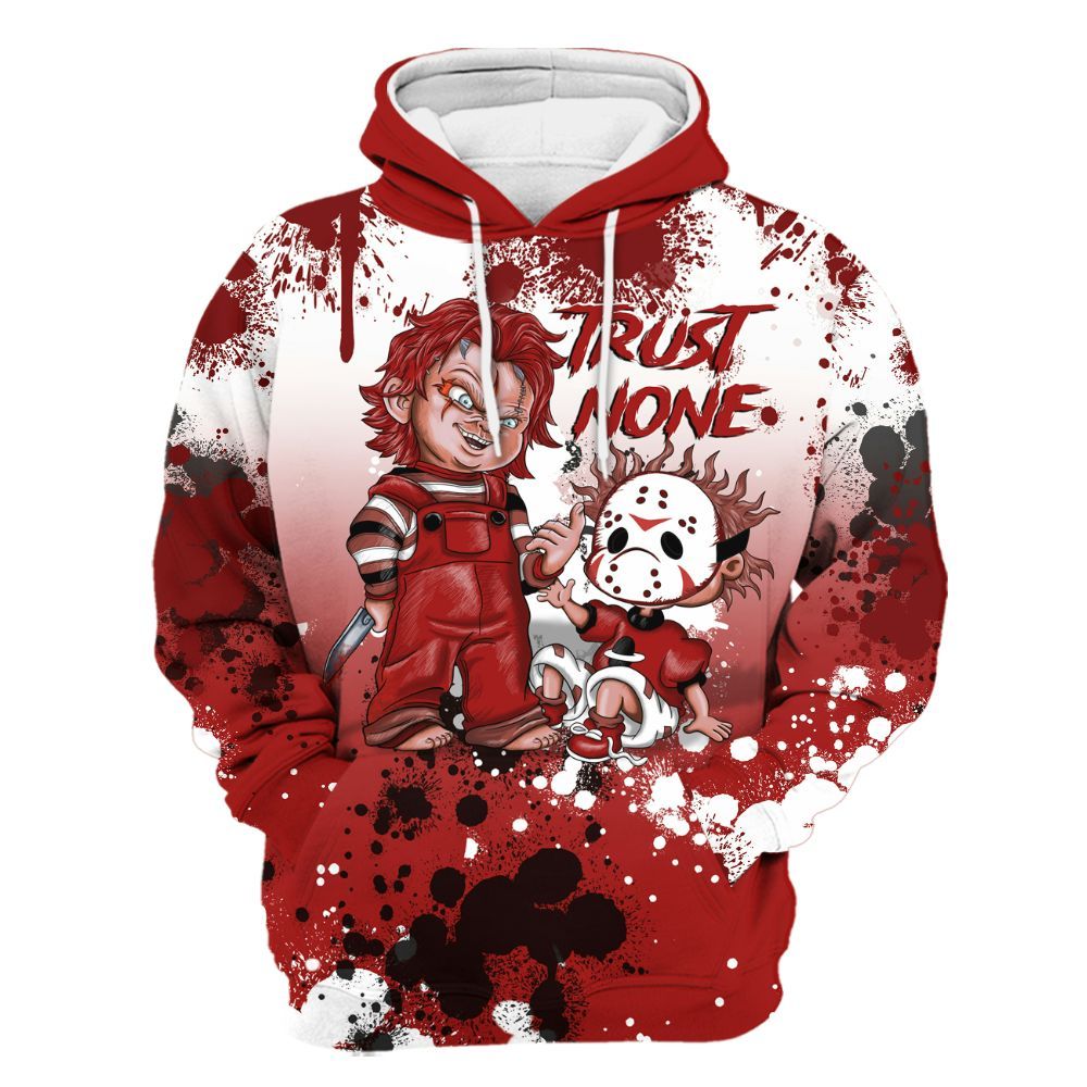 Hoodie To Match Red Taxi 12s - Trust No One Scary All Over Print
