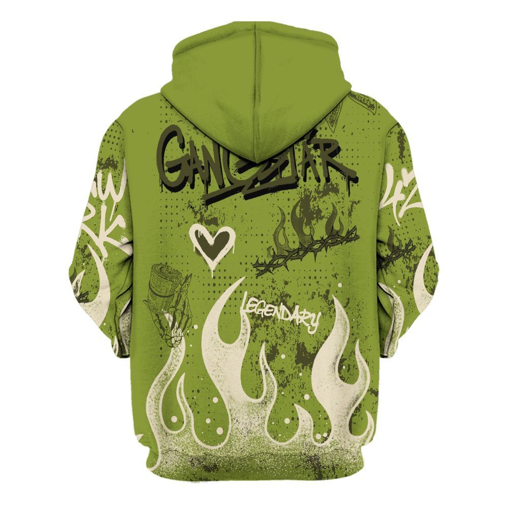 Hoodie To Match SB Dunk Low Asparagus - Lucky Money Paid In Full Graffiti All Over Print