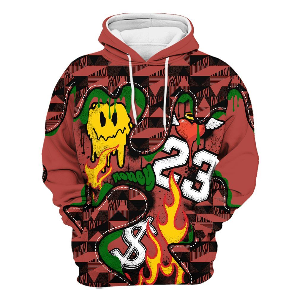 Hoodie To Match Dune Red 13s - 23 Smile Burning Heart All Over Print