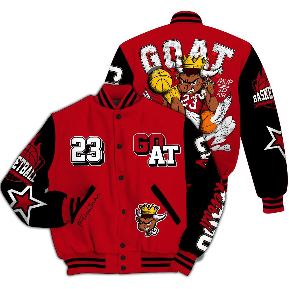 Varsity Jacket To Match Bred Velvet 11s - FlightMan G.O.A.T Number 23 All Over Print