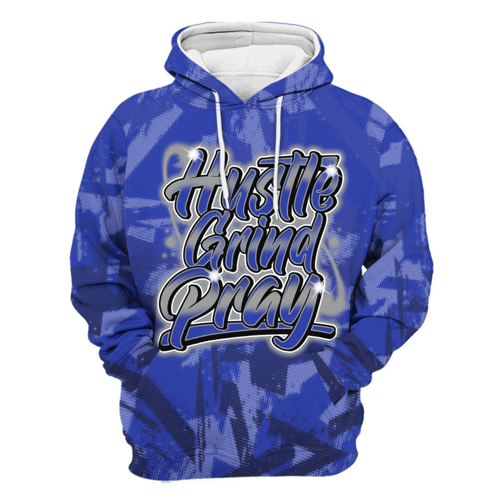 Hoodie To Match Air Max Plus Black Racer Blue - Hustles And Prayer Graphic Halftone All Over Print