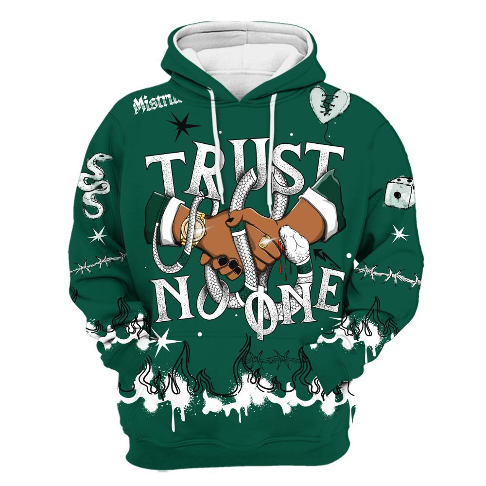 Hoodie To Match Oxidized Green 4s - Trust No One Snake-Bite Doodle Crayon All Over Print