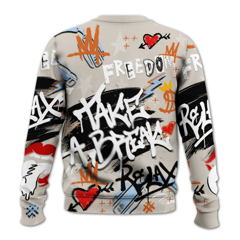 Sweatshirt To Match SE Craft 5s - Take Break Freedom Graffiti Streetwear All Over Print