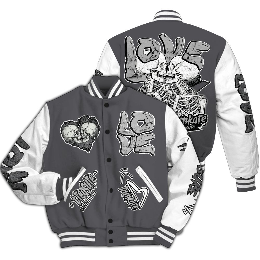 Varsity Jacket To Match White Thunder 4s - Skull Bear All Over Print
