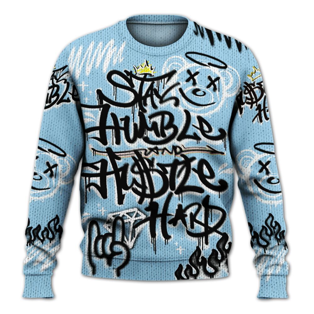 Knitted Sweater To Match Legend Blue 11s - Humble Drip Streetwear Graffity