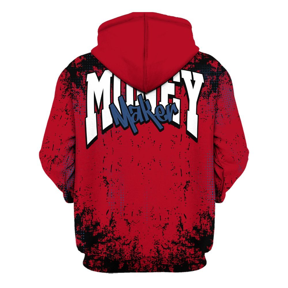 Hoodie To Match Air Griffey Max Black Red Navy Blue 1s - Move In Silence Money Street Retro All Over Print