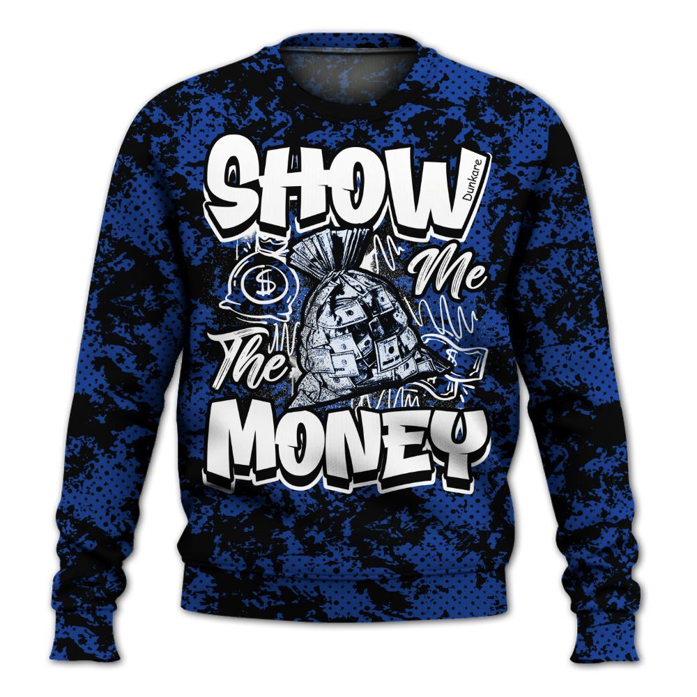 Sweatshirt To Match Air Foamposite One Royal - Show Me The Money Retro All Over Print