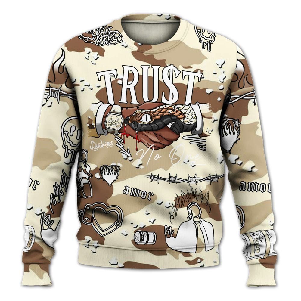 Sweatshirt To Match Desert Camo 3s - Snake Trust No One All Over Print