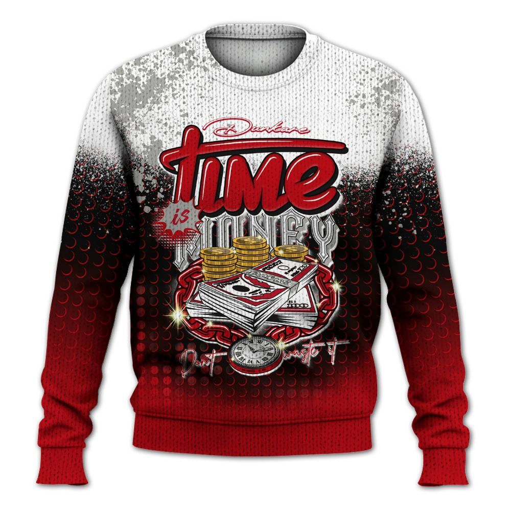 Knitted Sweater To Match Air Griffey Max Gray Reds 1s - Halftone Time Is Money