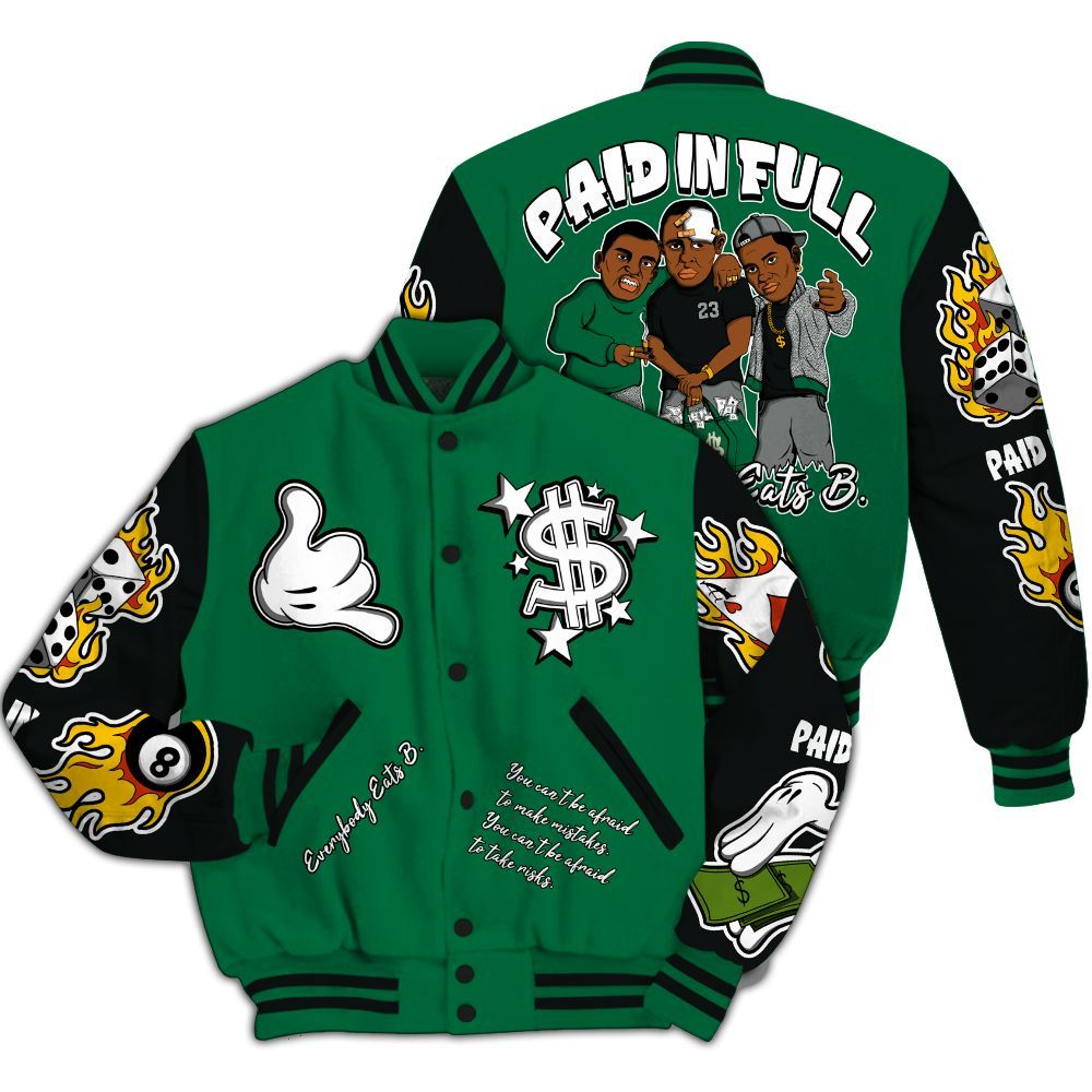 Varsity Jacket To Match Pine Green 3s - Everybody Paid In Full Graphic All Over Print