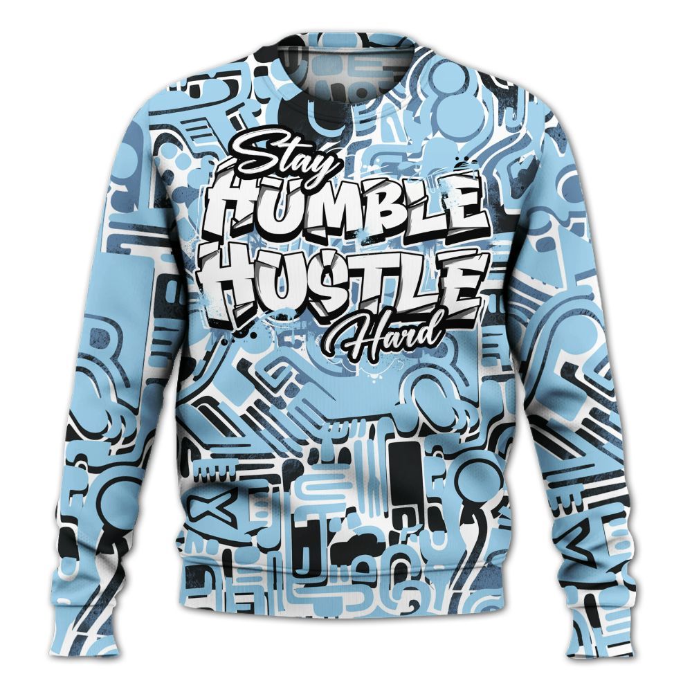 Sweatshirt To Match Legend Blue 11s - Humble Hustle Doodle Retro All Over Print