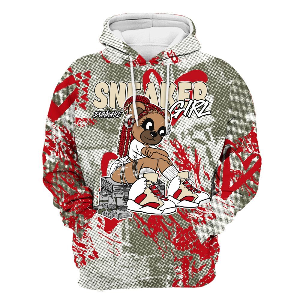 Hoodie To Match Low OG Medium Olive 1s - Sneaker Girl Bear Heart Grunge All Over Print