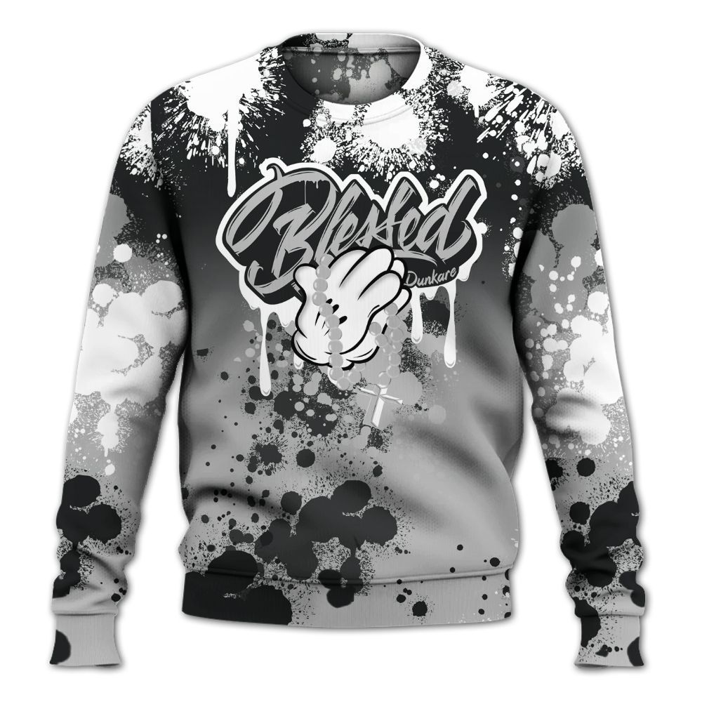 Sweatshirt To Match Low 85 Metallic Black 1s - God Blessed Ink Drip All Over Print