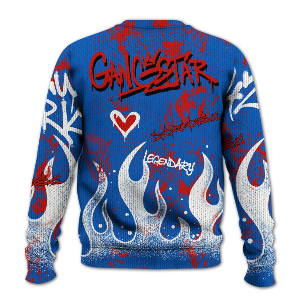 Knitted Sweater To Match Kobe 6 Game Royal - Lucky Money Paid In Full Graffiti