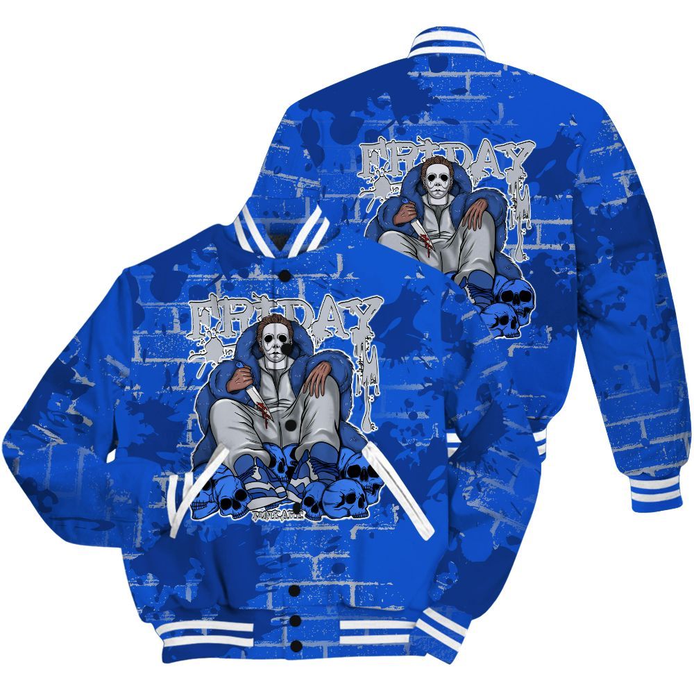 Varsity Jacket To Match Air Foamposite One Royal Shirt - Friday Brick All Over Print