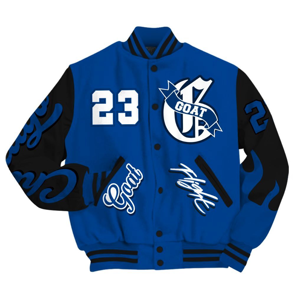 Varsity Jacket To Match Low 85 Royal 1s Shirt - The G.O.A.T Flight Streetwear All Over Print