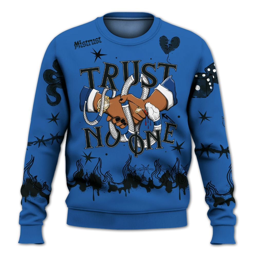 Sweatshirt To Match Brave Blue 13s - Trust No One Snake-Bite Doodle Crayon All Over Print