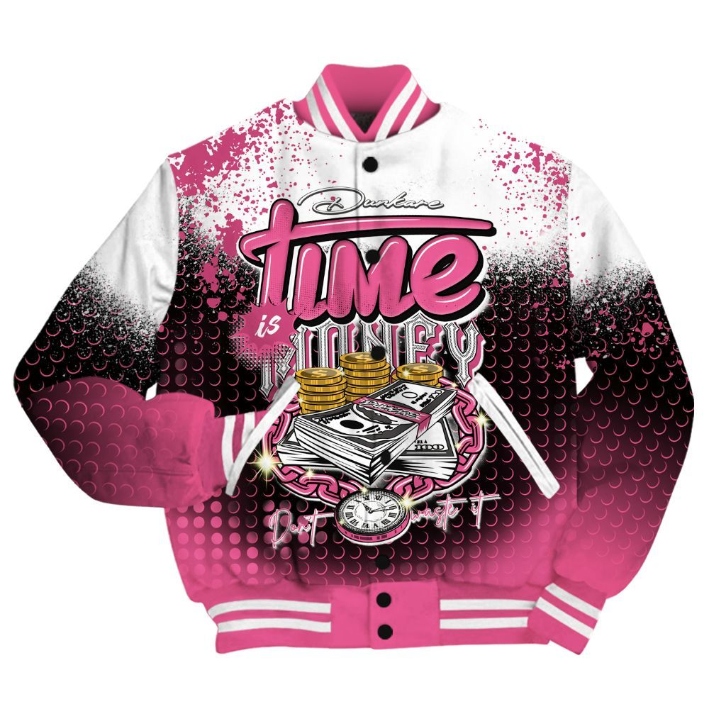 Varsity Jacket To Match Air Max SNDR Hyper Pink Shirt, Halftone Time Is Money All Over Print