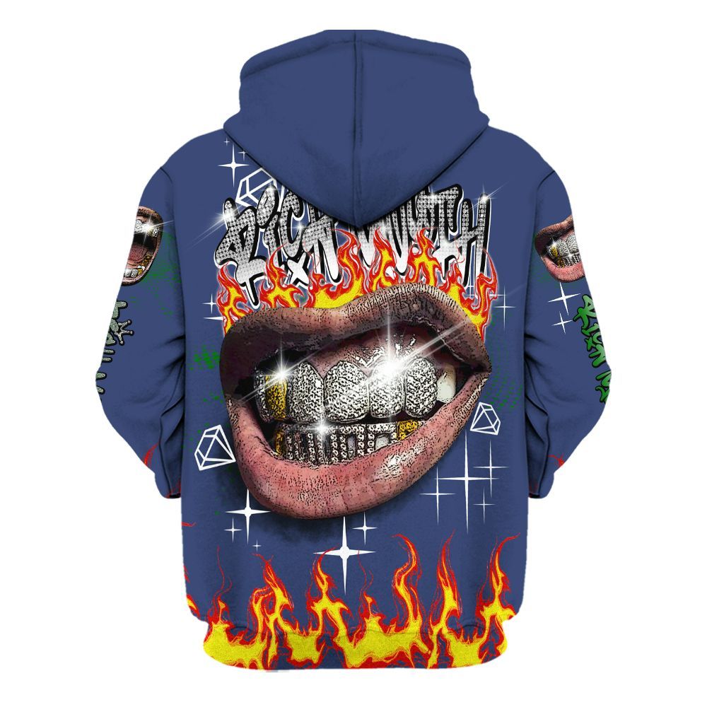 Hoodie To Match Midnight Navy 13s - Rich Mouth Fire Rap Retro 90s All Over Print