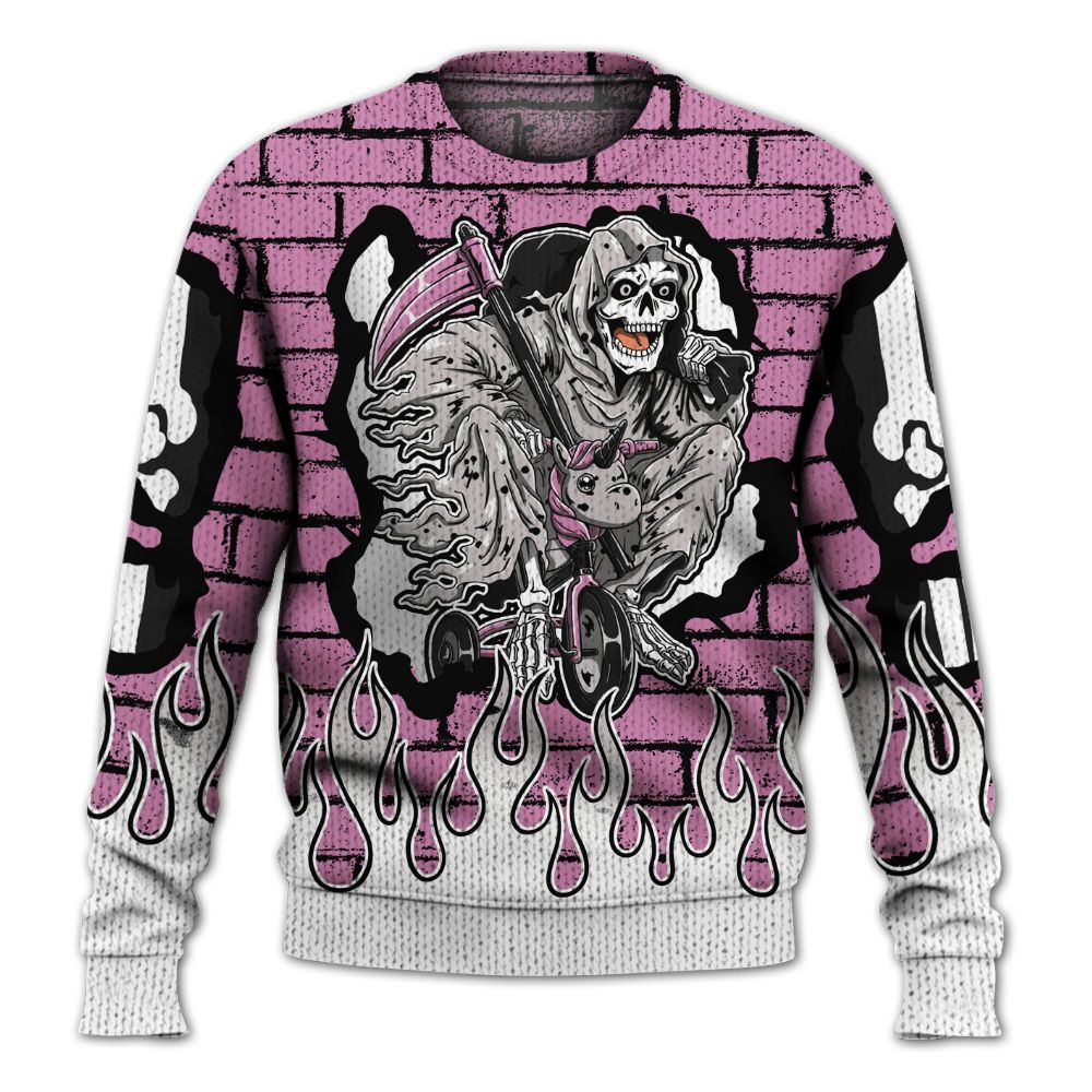 Knitted Sweater To Match Neutral Grey Black White Orchid 4s - Self Make Skeleton Crashed