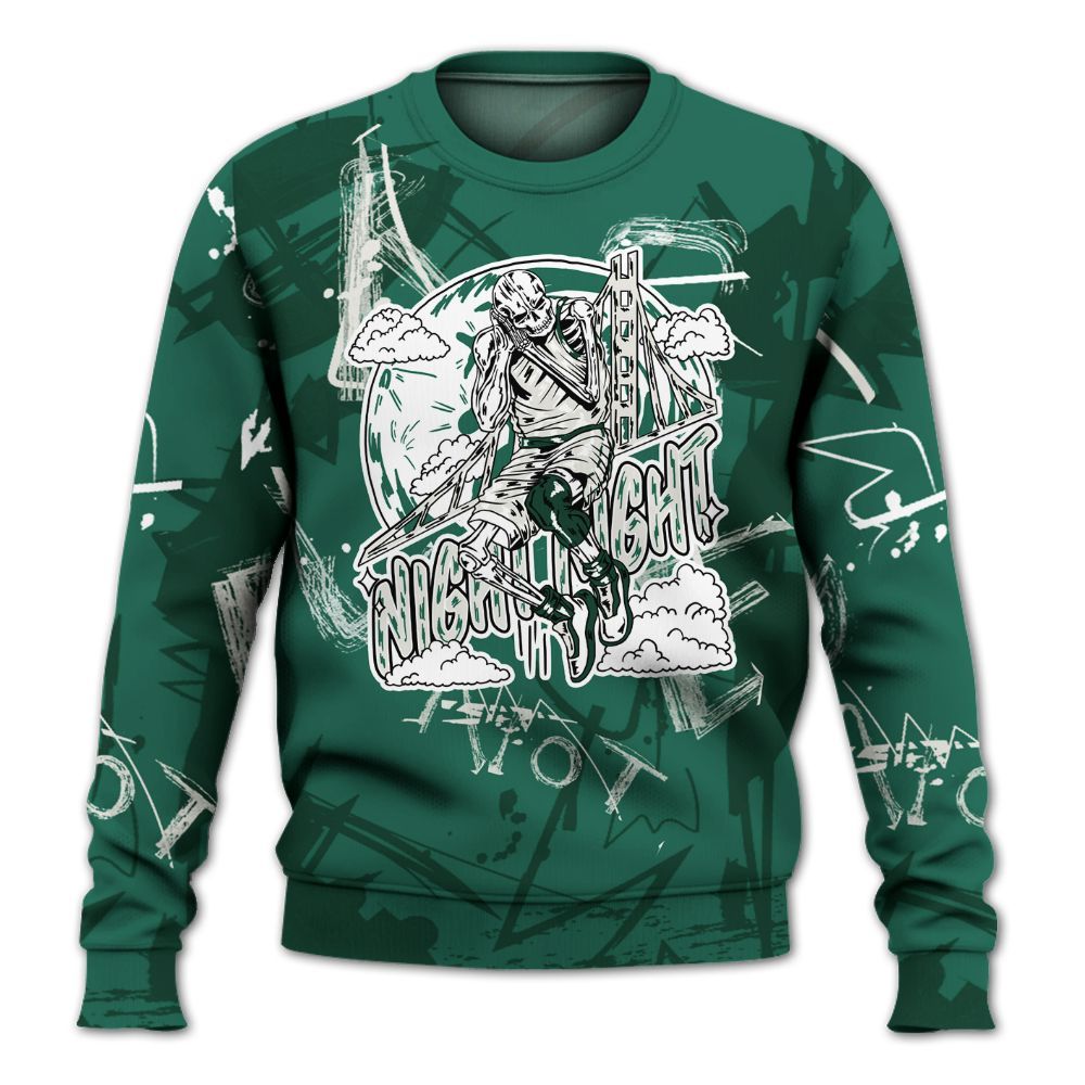 Sweatshirt To Match Oxidized Green 4s - Seeya Skeleton Messyz All Over Print