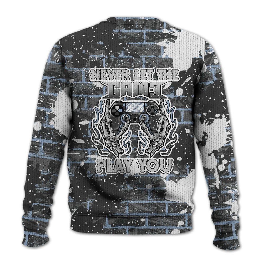 Knitted Sweater To Match Reverse Black White 6s - PlayGame Skull Brick