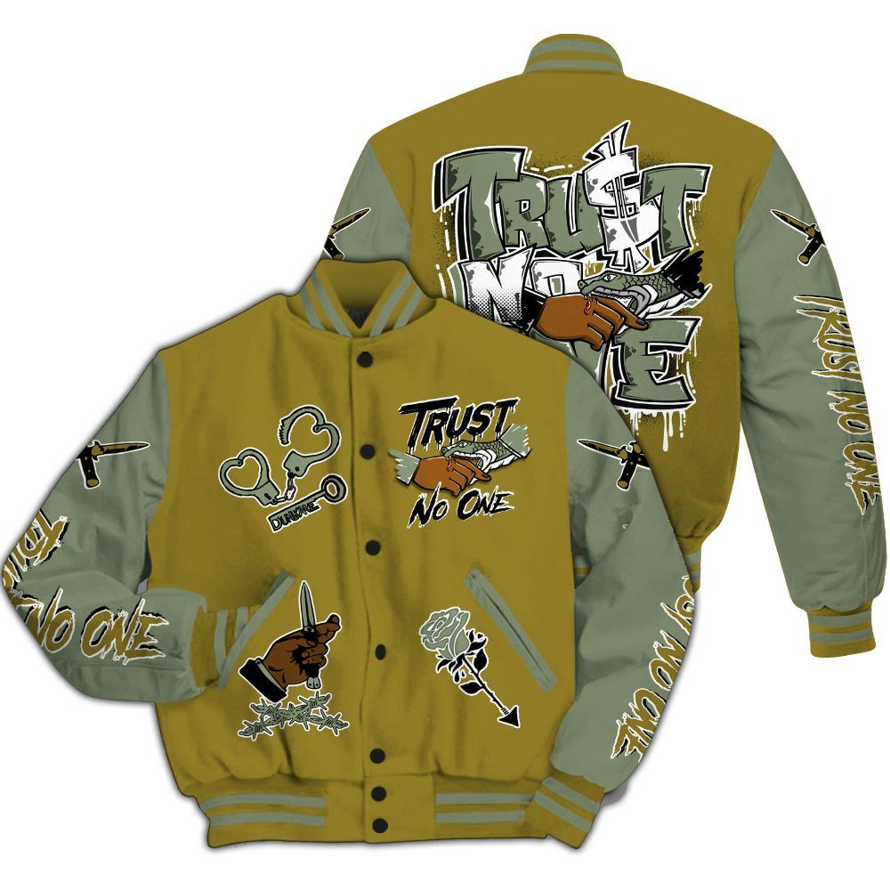 Varsity Jacket To Match Air Flightposite Metallic Gold - Trust No One Dripping All Over Print