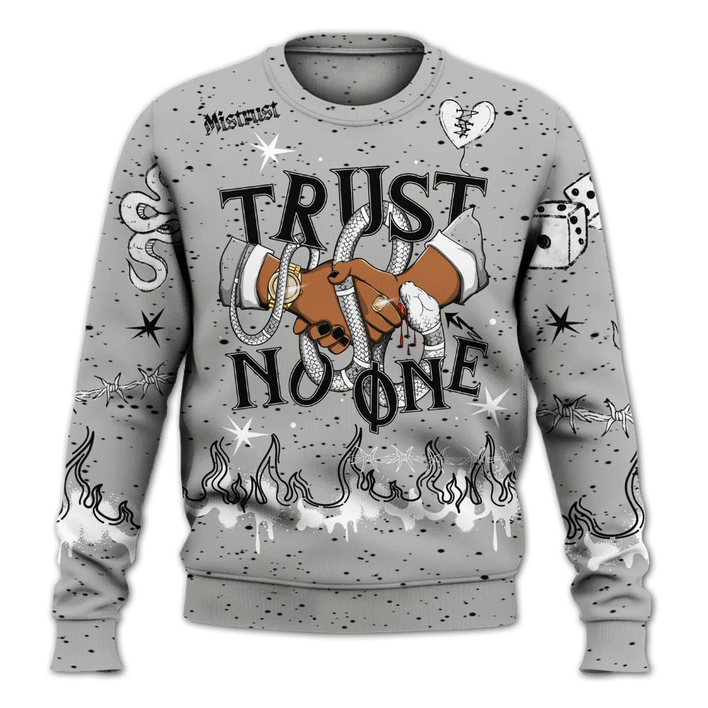 Sweatshirt To Match Retro White Oreo 4s - Trust No One Snake-Bite Doodle Crayon All Over Print