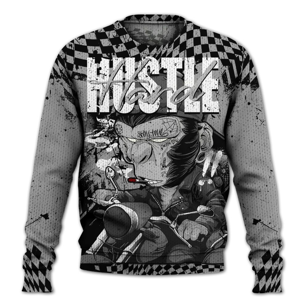 Knitted Sweater To Match Black Wolf Grey 12s - Hustle Hard Monkey