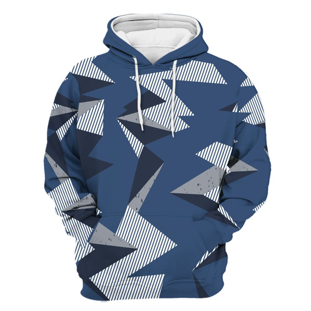 Hoodie To Match Midnight Navy 4s - Geometric Camouflage Pattern All Over Print