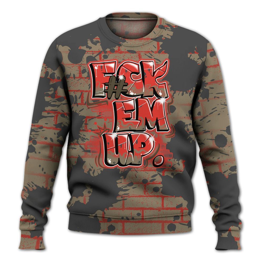 Sweatshirt To Match Olive 9s - F#ck Em Graphic Brick Art All Over Print