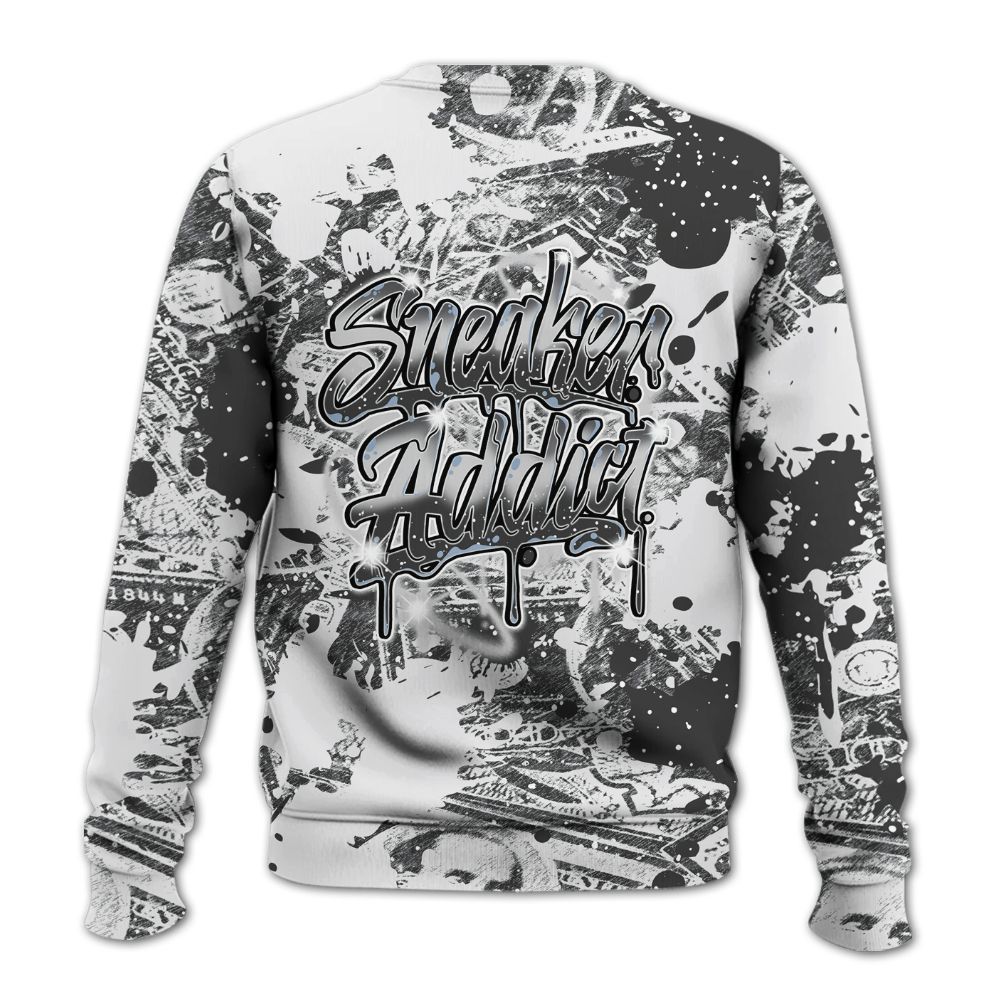 Sweatshirt To Match Reverse Black White 6s - Addiction Sneakers Graphic Street Art All Over Print