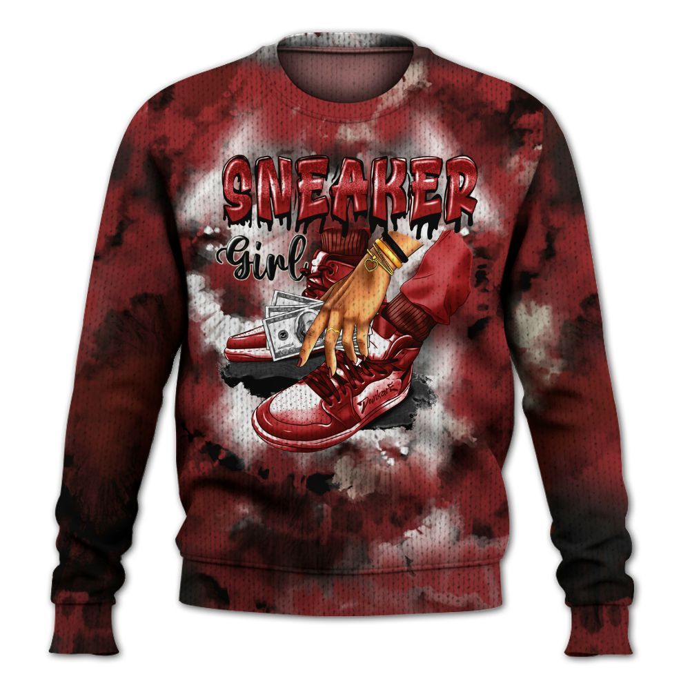 Knitted Sweater To Match High 85 Bred 1s - SNEAKER Girl Money Drip Tie Dye