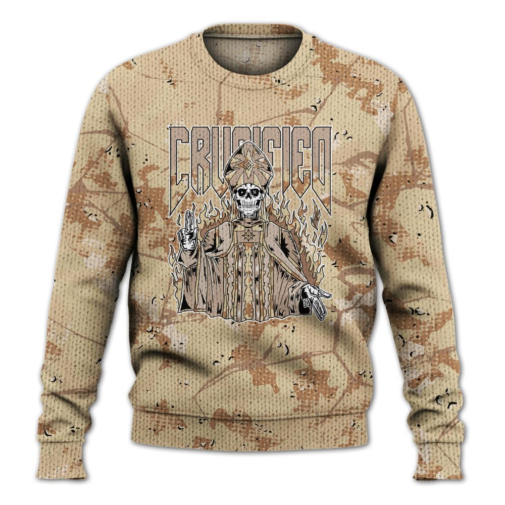 Knitted Sweater To Match Desert Camo 3s - Crucified Skeleton Crack