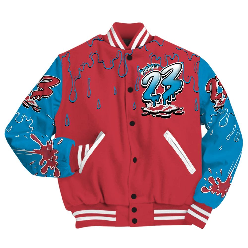 Varsity Jacket To Match High OG University Red Dark Powder Blue 1s Shirt, Custom Name 23 Drip Sludges All Over Print