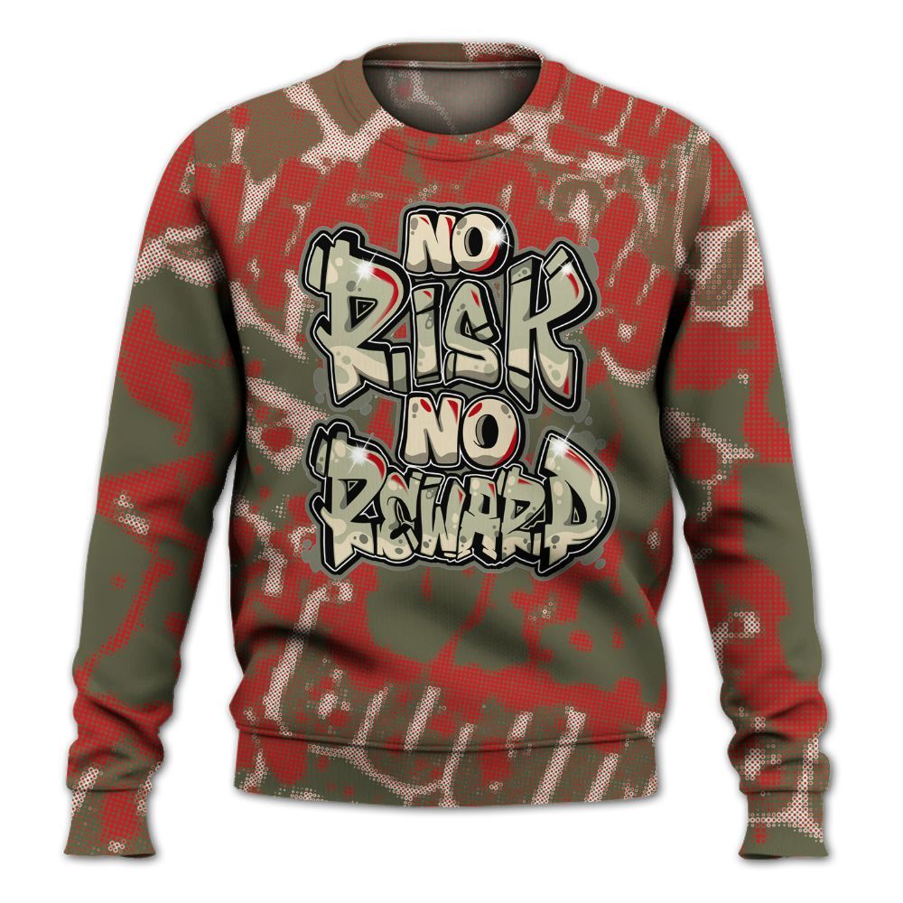 Sweatshirt To Match Low OG Medium Olive 1s - No Risks No Reward Street All Over Print
