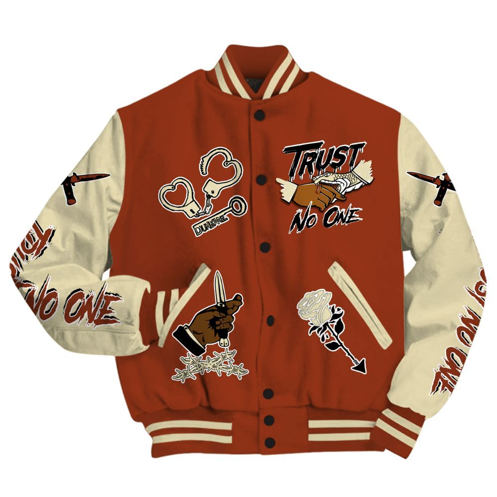 Varsity Jacket To Match Retro Eastside Golf 12s - Trust No One Dripping All Over Print
