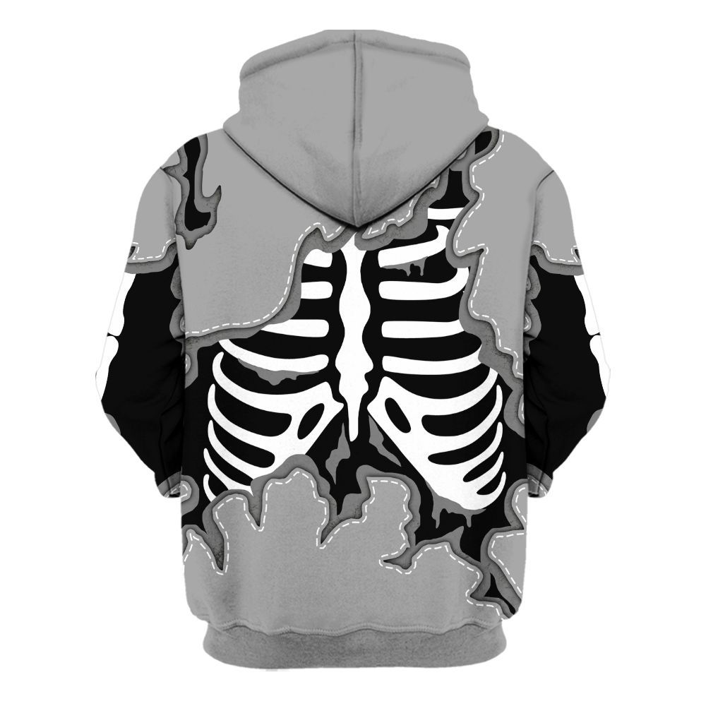 Hoodie To Match Black Wolf Grey 12s - Skeleton Smiley Face All Over Print