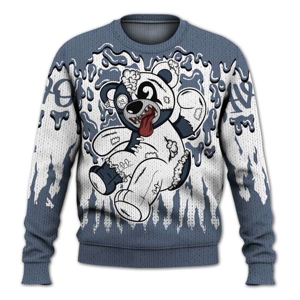 Knitted Sweater To Match Low Diffused Blue 11s - Havok Bear Dripping