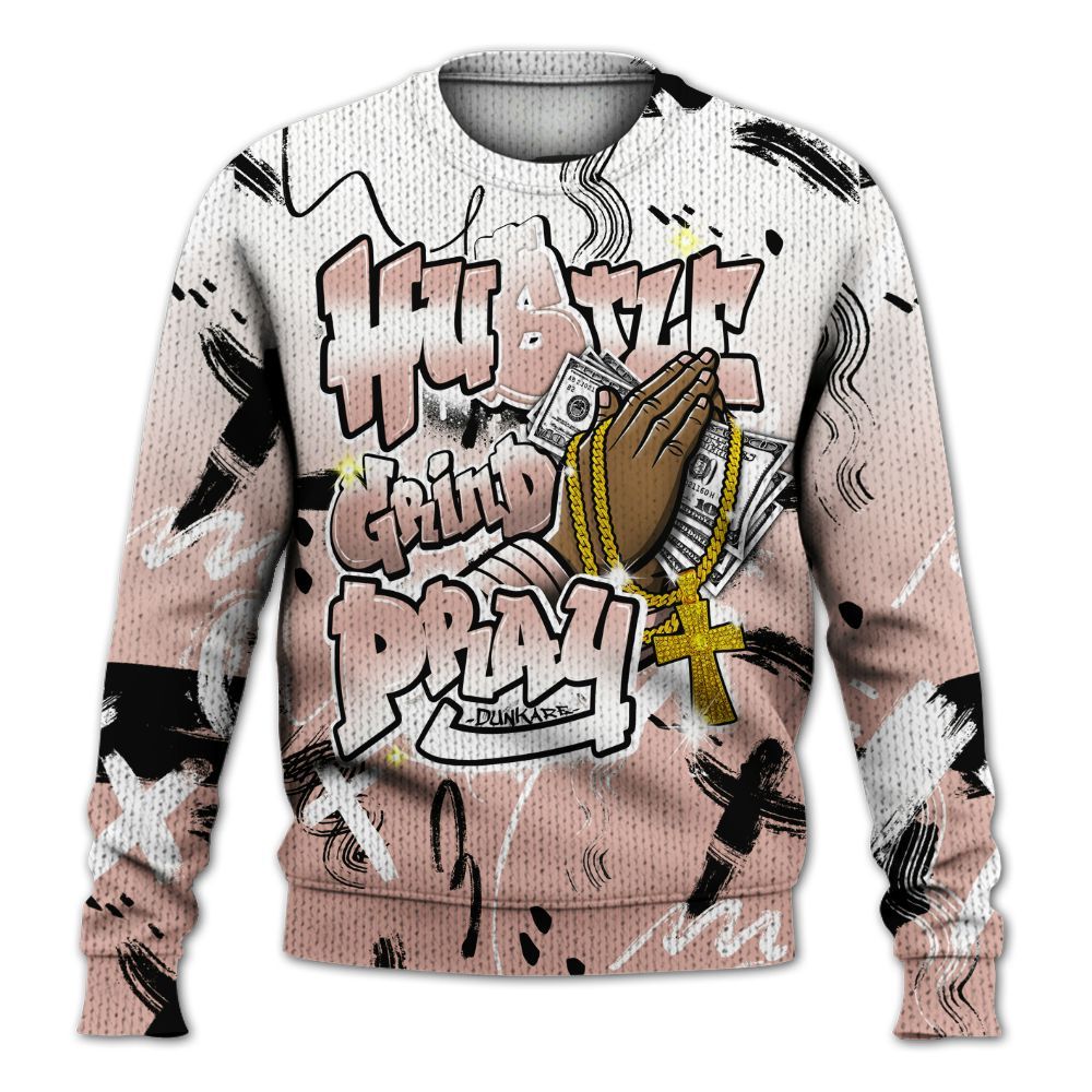 Knitted Sweater To Match Dunk Low Pink Velvet - Money Hustle Grind Pray