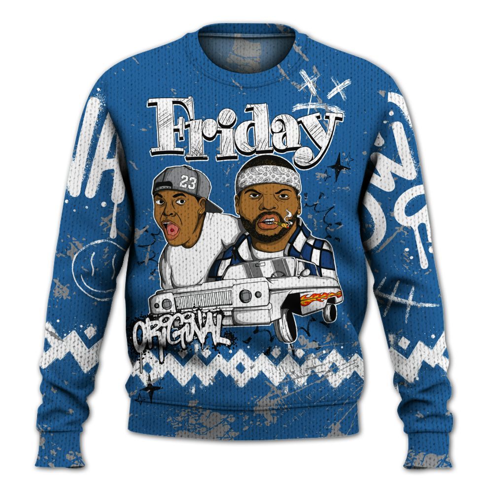 Knitted Sweater To Match French Blue 13s - Friday Sneaker Crayon