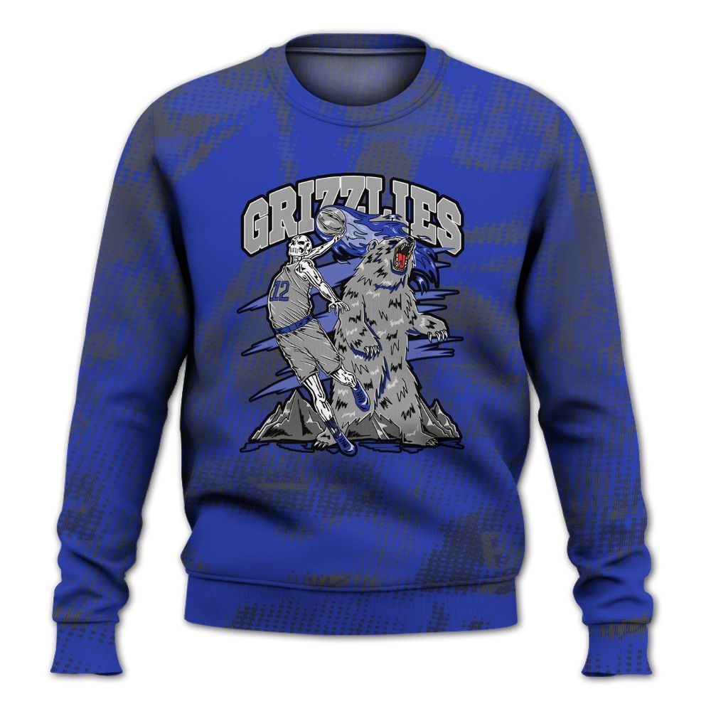 Sweatshirt To Match Air Max Plus Black Racer Blue - Grizzly Bear Skeleton Brown Sugar All Over Print