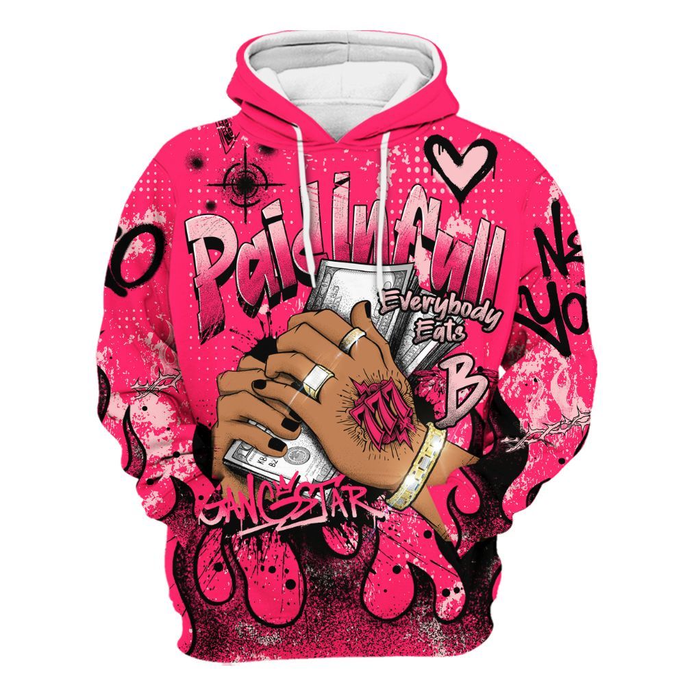 Hoodie To Match A'One Hyper Pink Shirt, Lucky Money Paid In Full Graffiti All Over Print